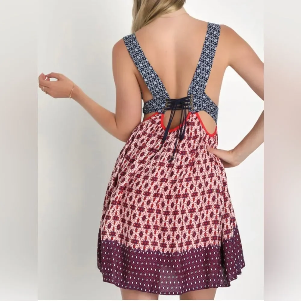 Lulu's Multi-Color V-Neck Mini Dress - Picture 2 of 16